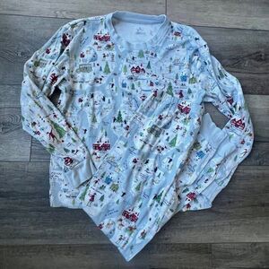 Pottery Barn Kids Pajama Set  Winter Ski Christmas Cotton Soft Cozy Snug Fit